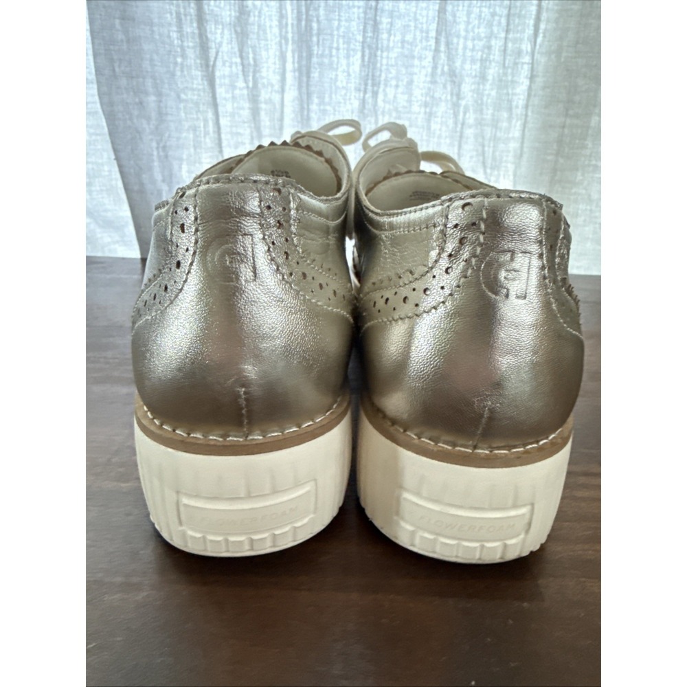 Cole Haan Grand City Womens Platform Oxford Shoes 8.5 Gold Talca Ivory Leather - Picture 4 of 9